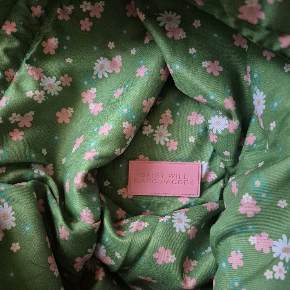 NWT Marc Jacobs Daisy Wild Green Pink Tote Bag Reversable Corduroy Shoulder Shop - Picture 7 of 8